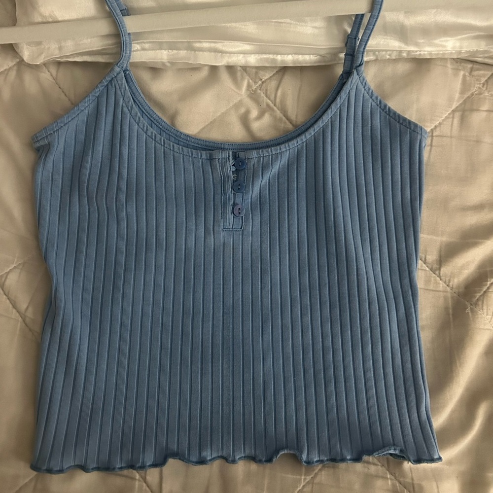 AE Soft And Sexy Henley Peplum Tank Top